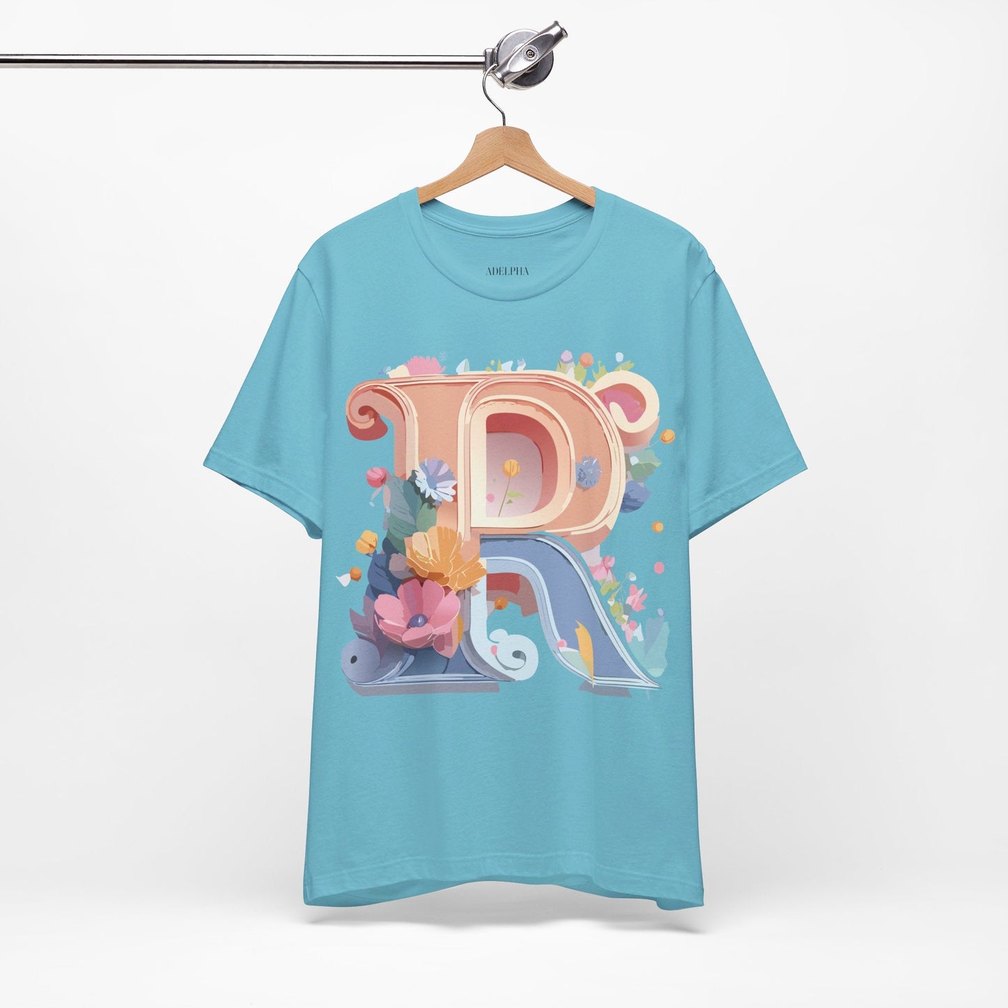 Letter R Shirt Graphic Tee Unisex Short Sleeve By Adelpha Vintage Art Design Tee