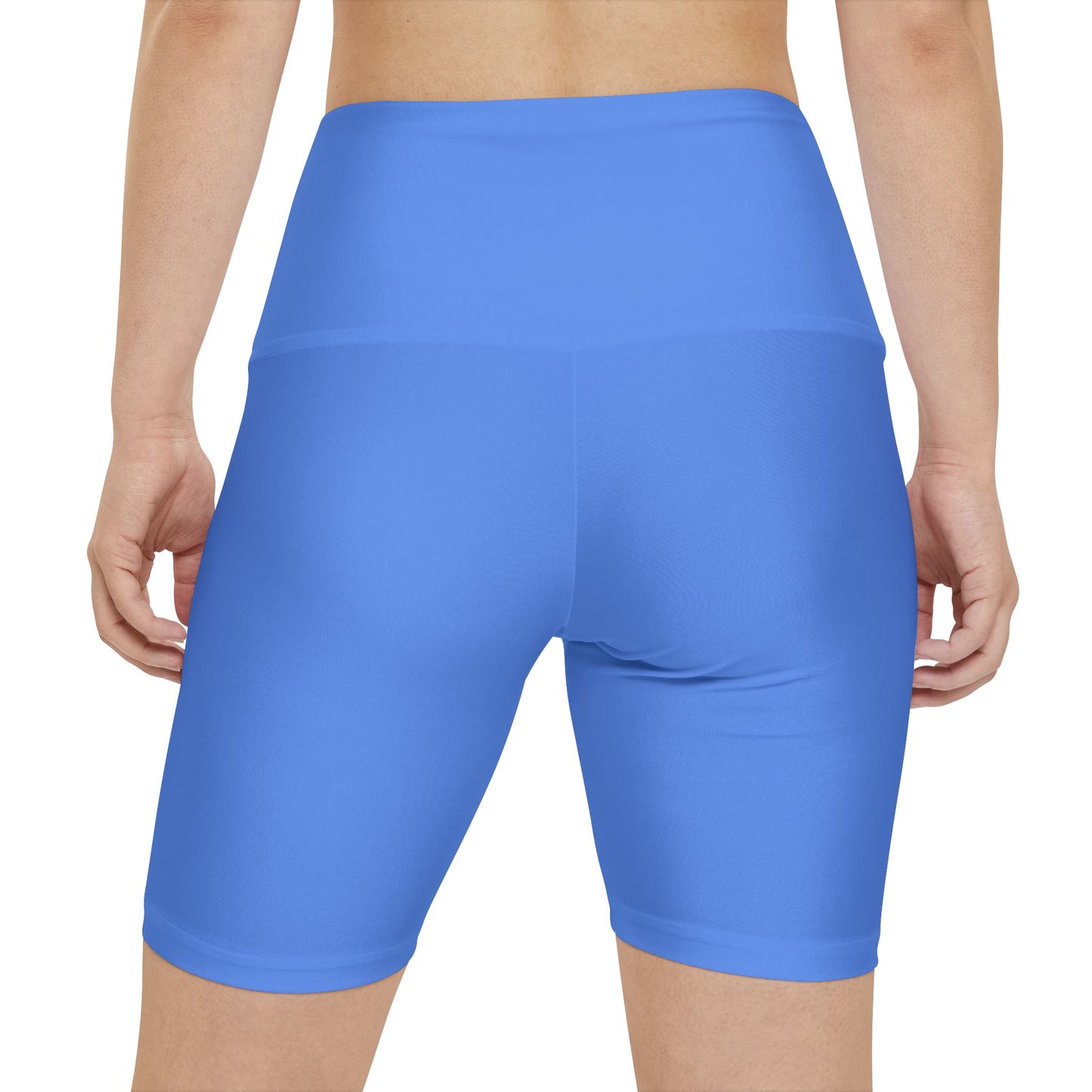 Cornflower Blue Women's Workout Shorts — Solid High-Waist Biker Shorts for Exercise & Everyday Wear