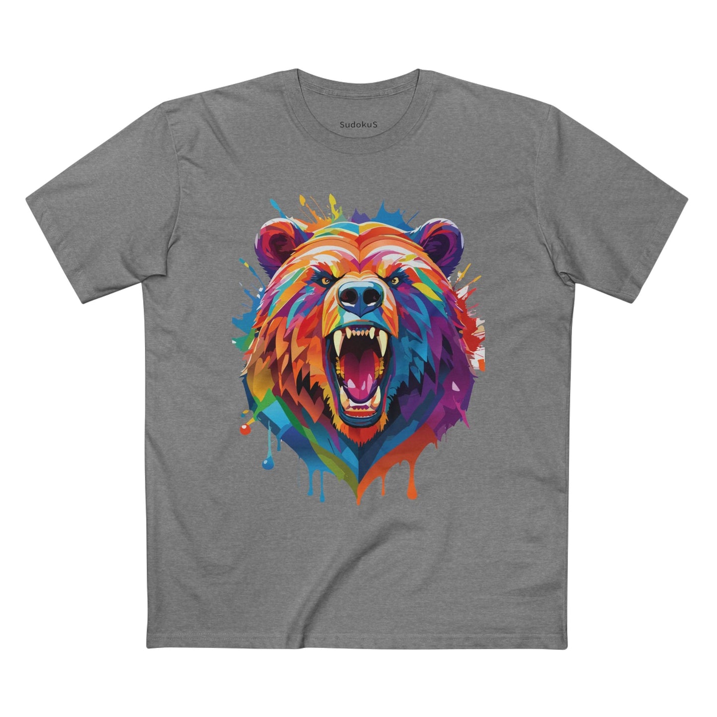 Bear Graphic Unisex 100 Cotton Staple Tee with Animal Design Artwork 13