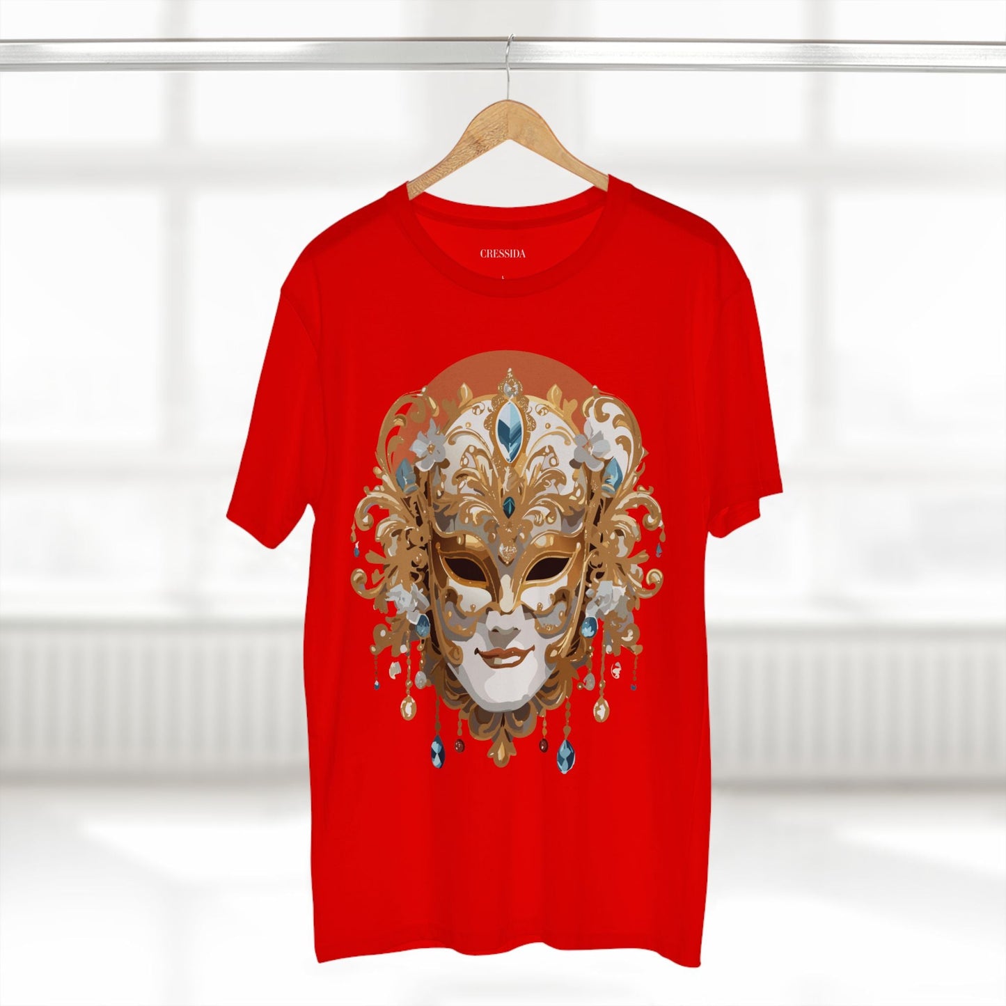 Carnival Mask Graphic T-Shirt Unisex 100 Cotton With Antique Gold Art Design Tee 2