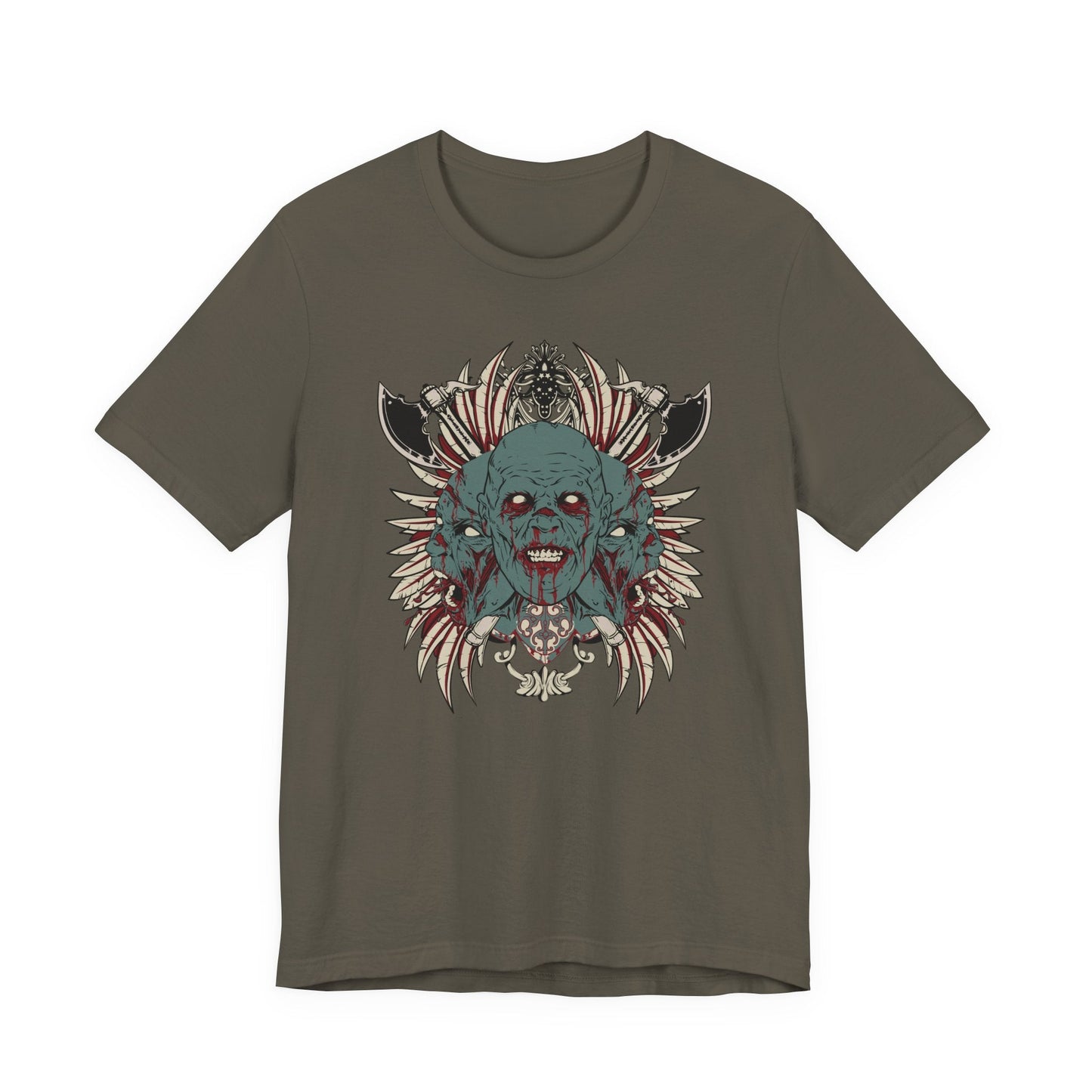 Zombie Skull Mandala T-Shirt Horror Graphic Tee, Gothic Skull Art-54-2