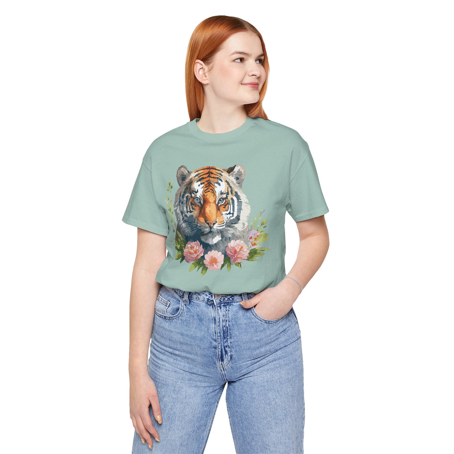 Floral Tiger Shirt, Animal Shirt, Tiger Tee, Unisex Tee, Floral T-shirt, T-Shirt with Animal