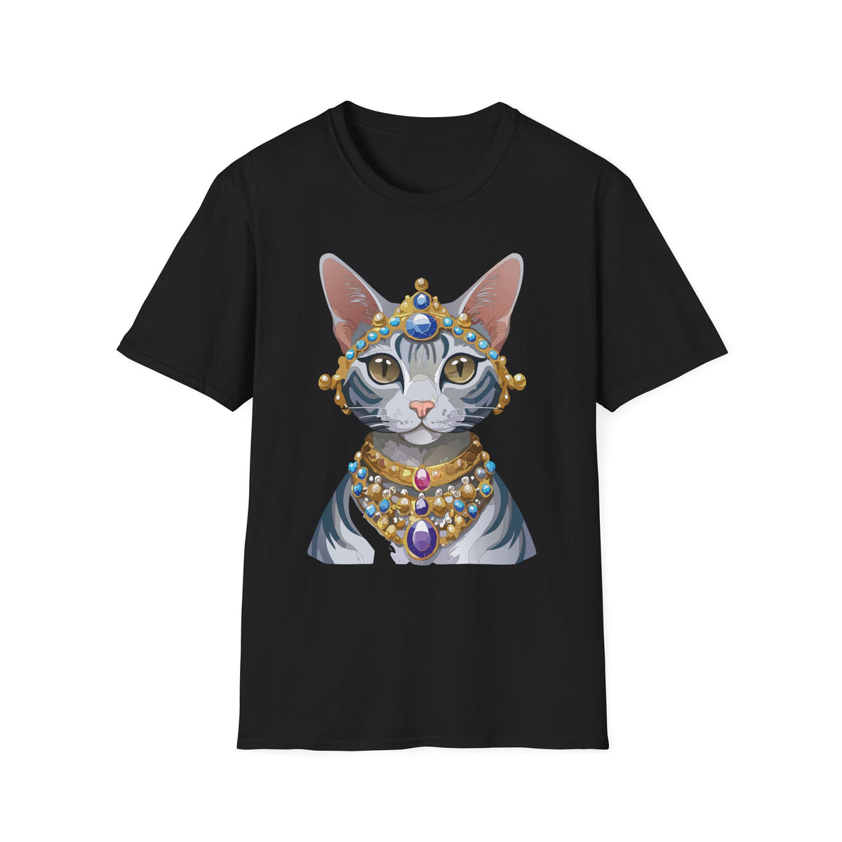 Regal Jewel-Studded Cat Tee | Cat T-Shirt