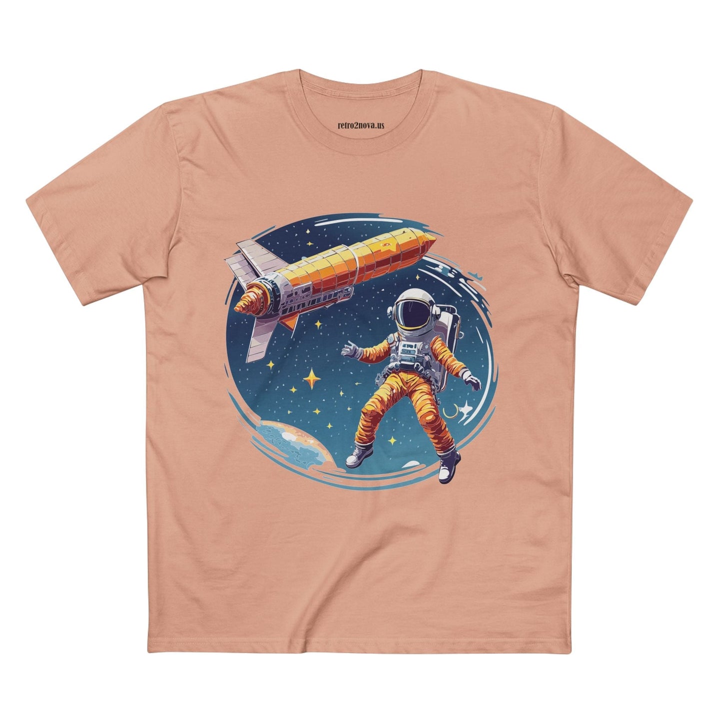 Cosmos Astronaut Shirt Unisex Premium Cotton Tee With Original Art Print By Retro2Nova