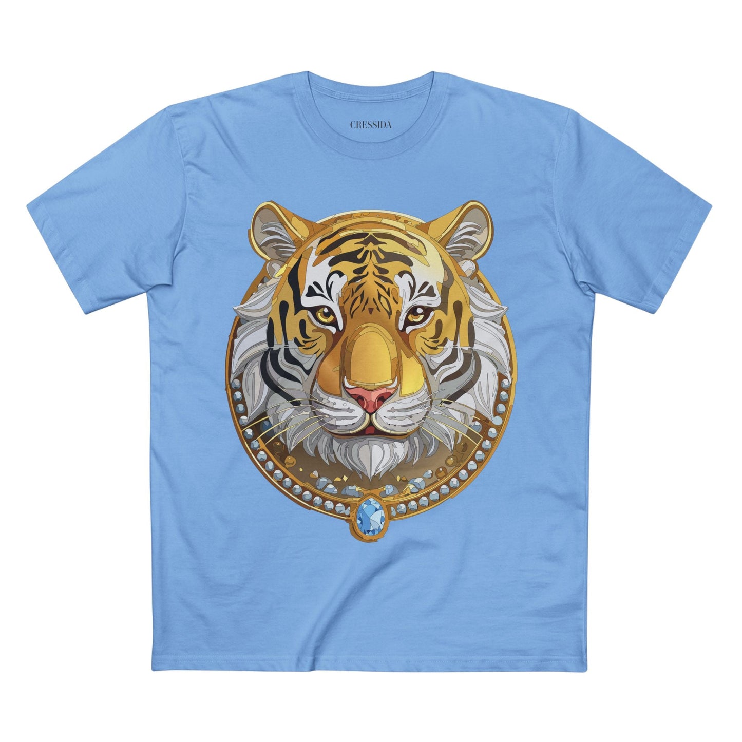 Tiger Graphic Unisex 100 Cotton Tee With Unique Animal Golden Medallion Art Design 4