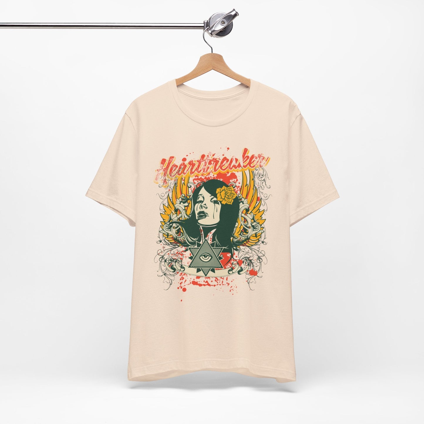 Heartbreaker Illustration Tee Retro Femme Portrait Floral Skull Graphic T-Shirt