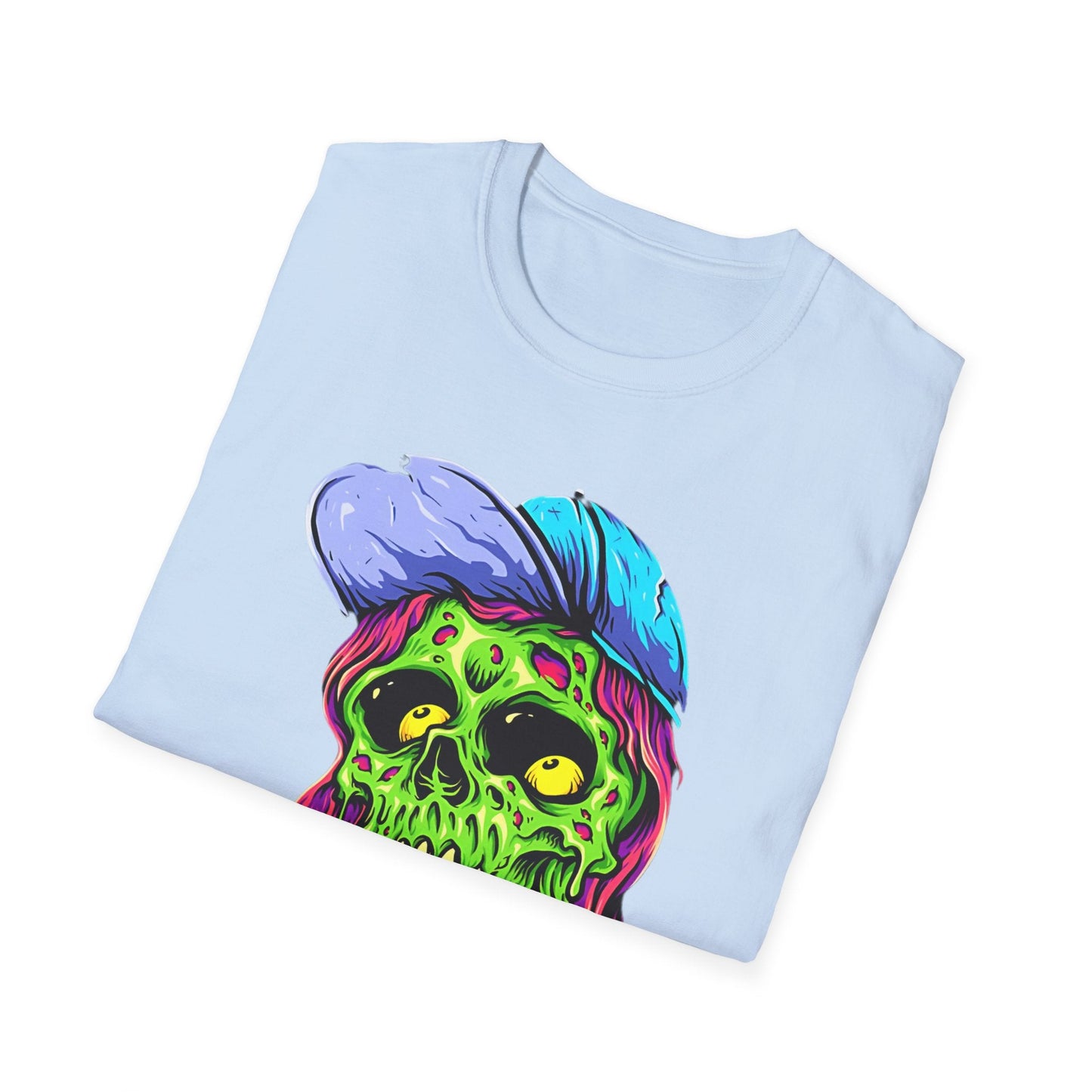 Unisex Skull Tee Shirt With Skeleton Artwork Gildan Softstyle 64000 Ring Spun Cotton