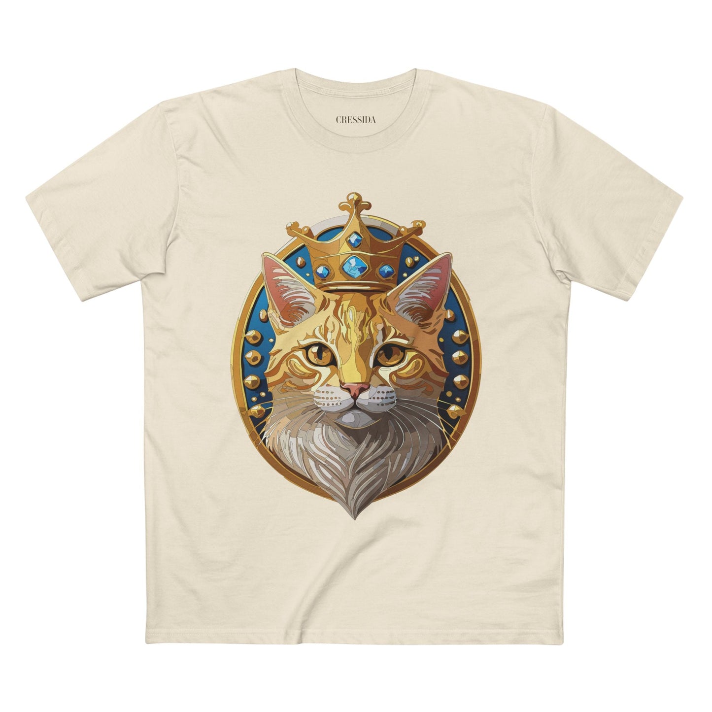 Cat Graphic Unisex 100 Cotton Tee With Unique Animal Golden Medallion Art Design 15