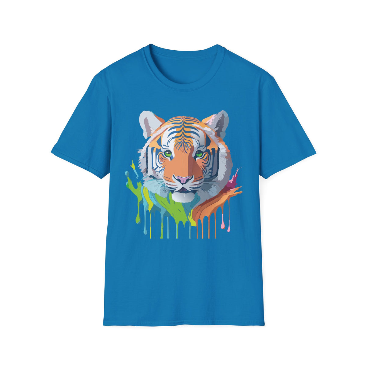 Colorful Tiger Head T-Shirt | Watercolor Drip Animal Shirt