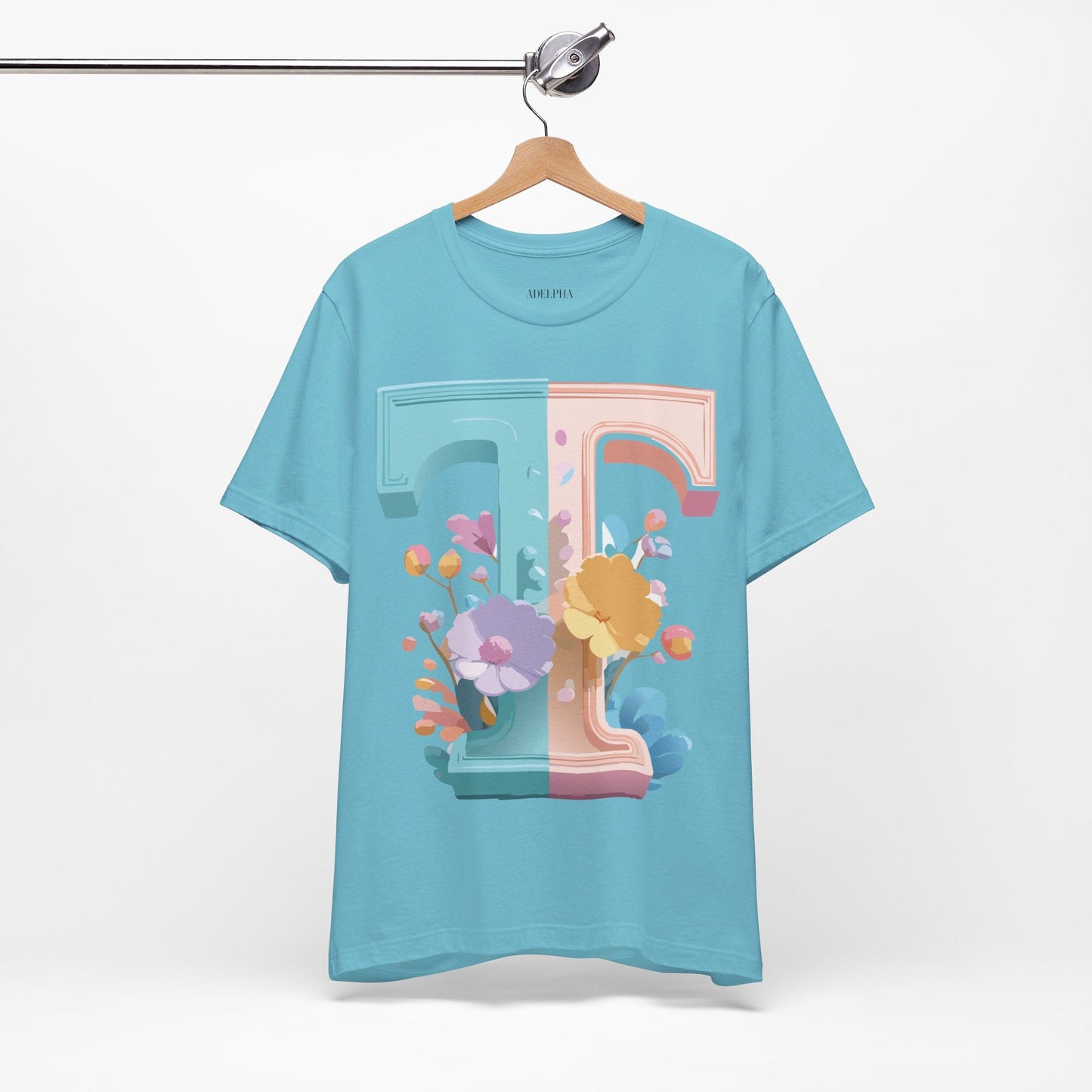 Unisex Short Sleeve Letter T Graphic Featuring Vintage Inspired Artwork