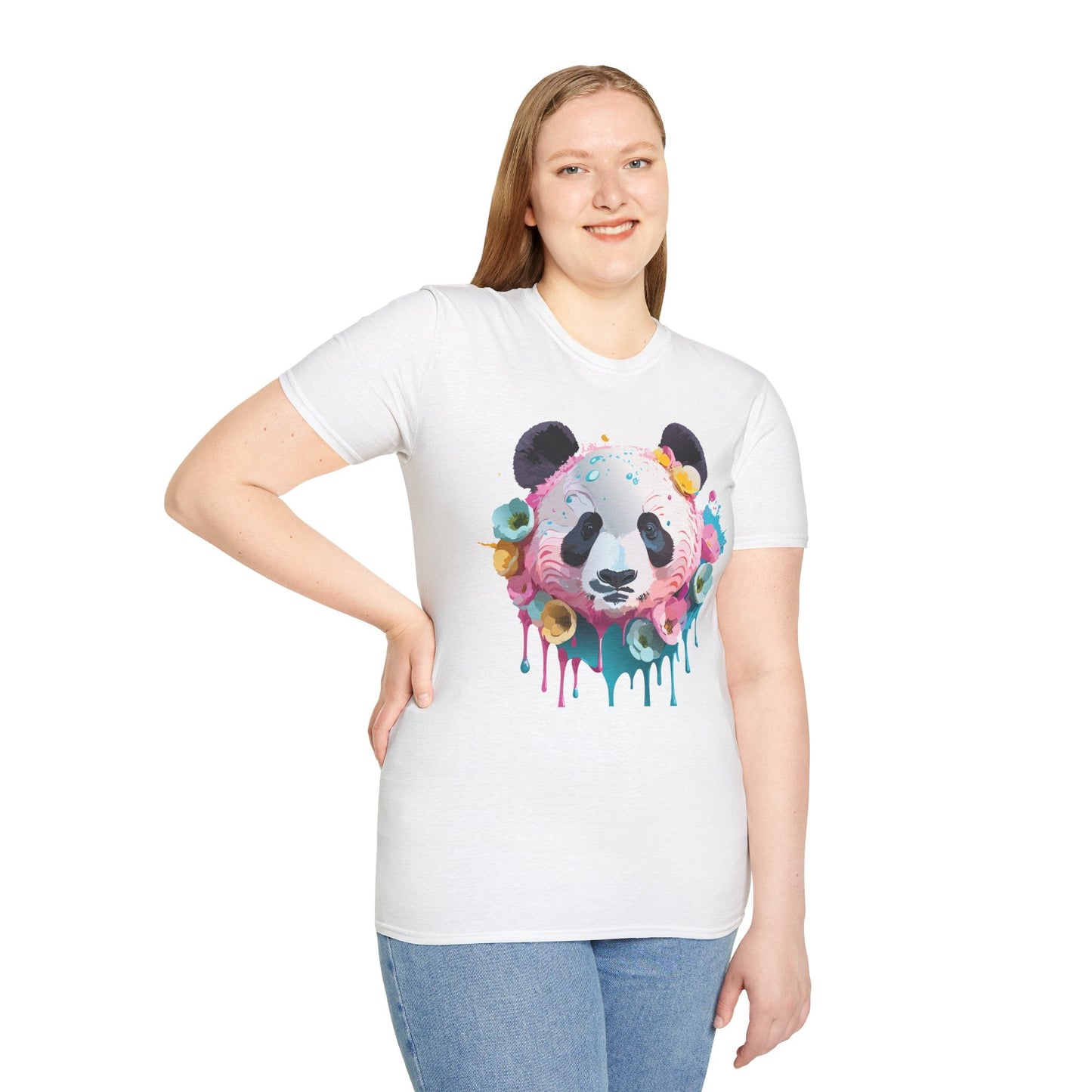 Panda Shirt Unisex T Shirt Graphic Tee Animal Print Gildan Softstyle 64000 100 Percent Cotton