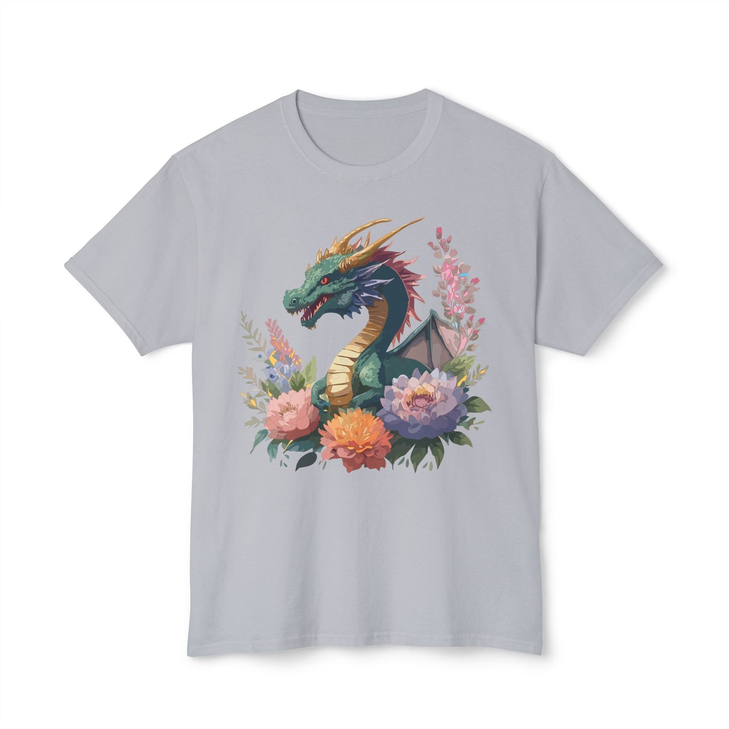 Dragon T-Shirt, Vintage Dragon Tee, Floral Tees, Dragon Art Design Shirt, Tee Shirt with Dragon 7