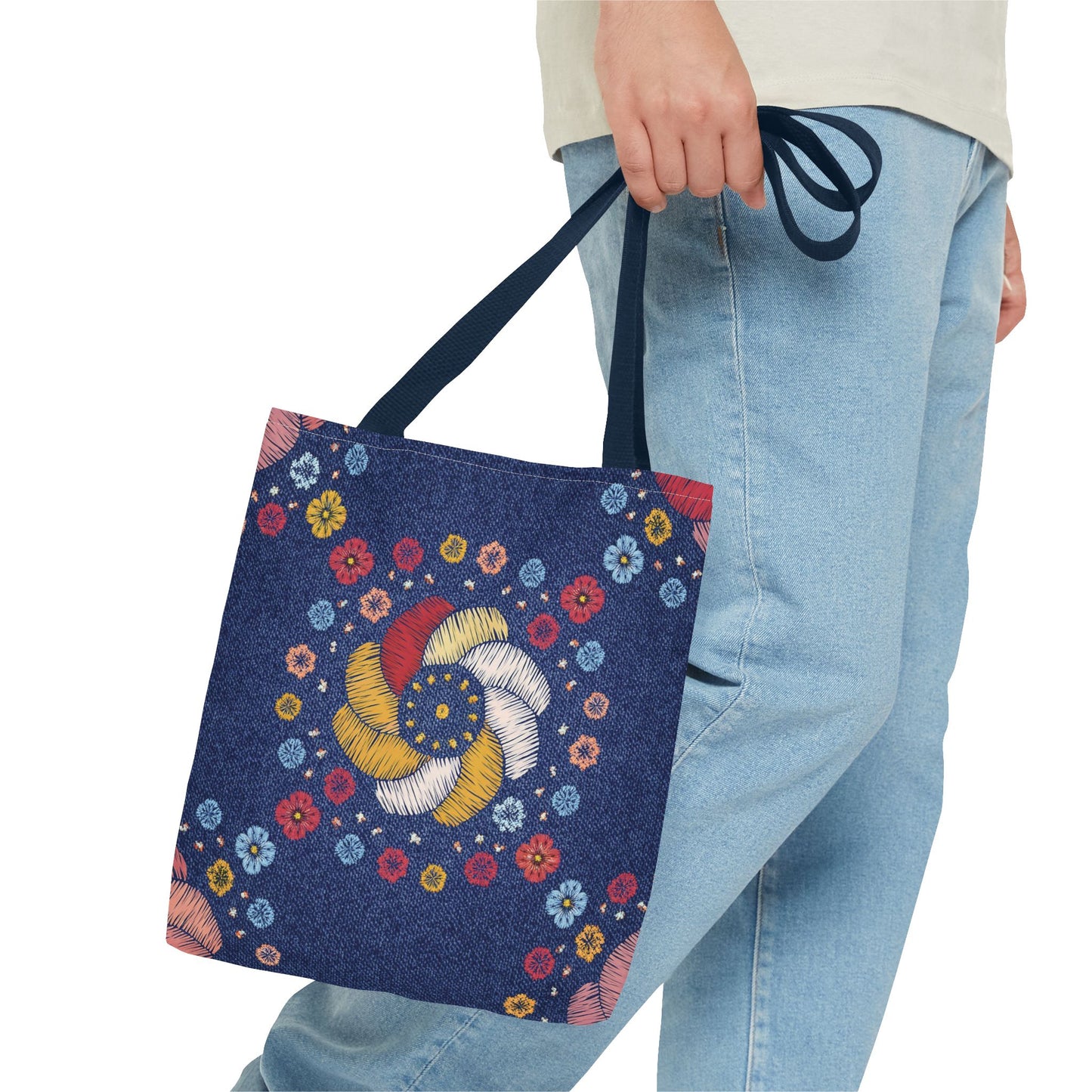 Denim Fabric Imitation Print Unisex Canvas Bag Poly Spun 3 Sizes Tote Bag 153