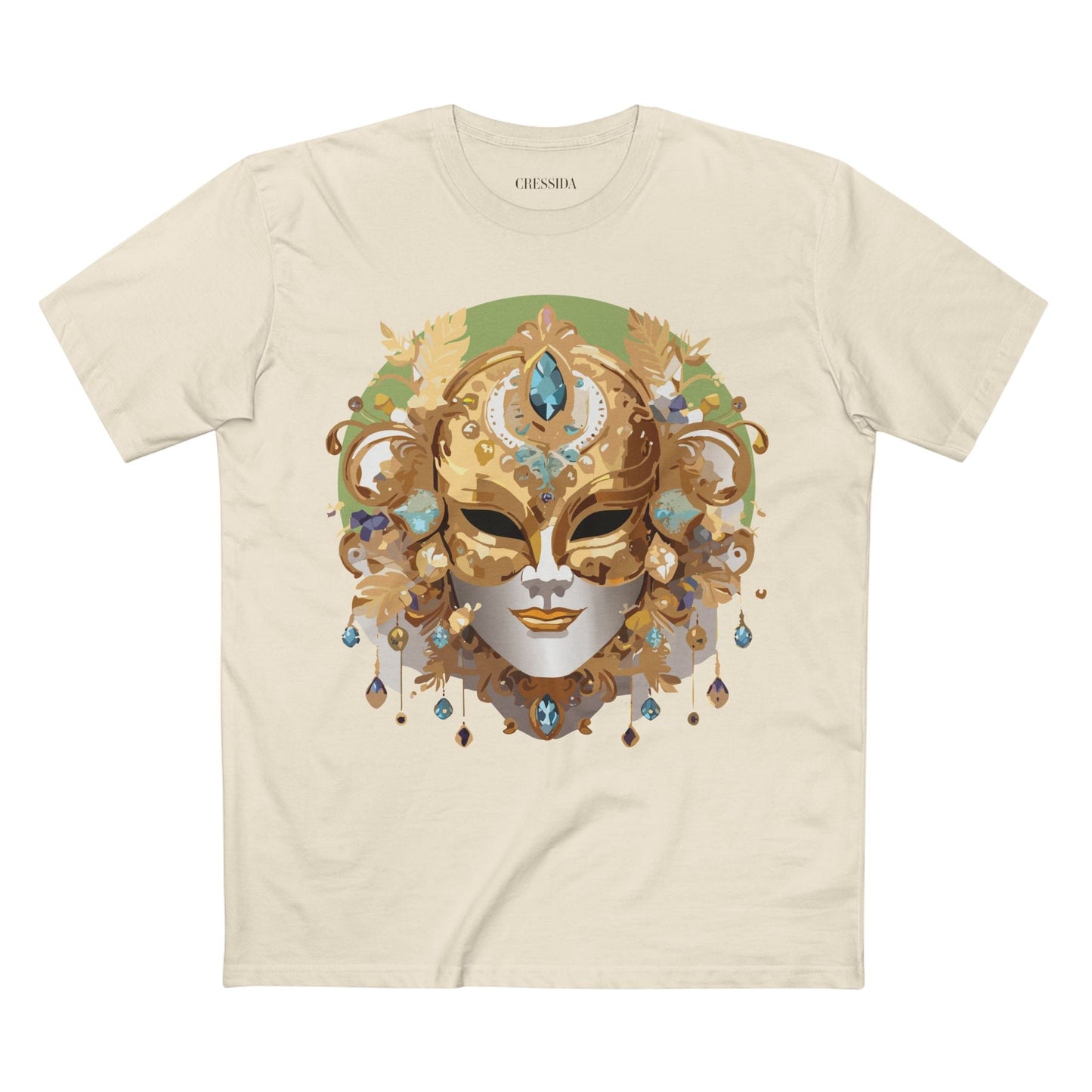 Carnival Mask Graphic T-Shirt Unisex 100 Cotton With Antique Gold Art Design Tee 11
