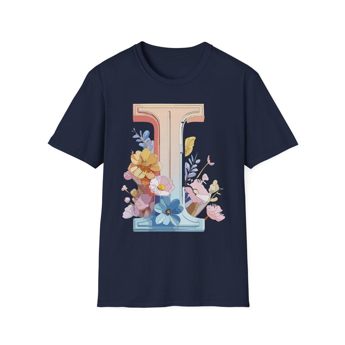 Floral Letter I T-Shirt | Monogram Initial Tee