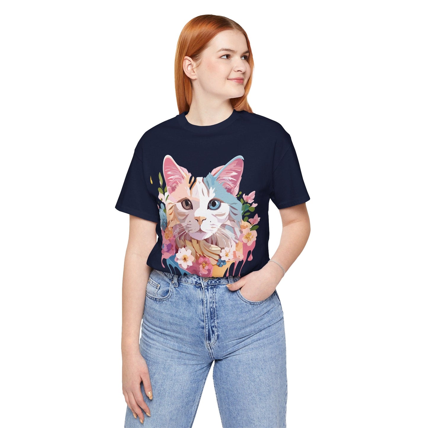 Cat Graphic Tee Unisex Short Sleeve Shirt Featuring Vintage Adelpha Artwork