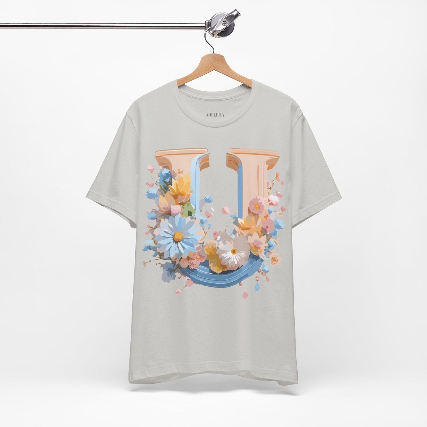 Letter U Shirt Unisex Graphic Tee By Adelpha Vintage Inspired Short Sleeve Art Design
