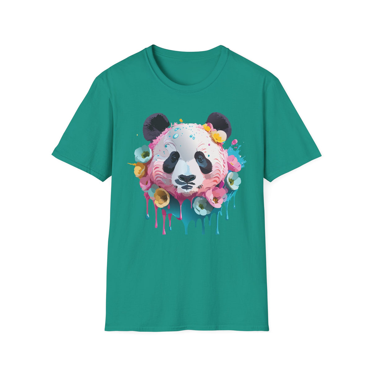Watercolor Floral Panda T-Shirt | Colorful Drip Panda Tee