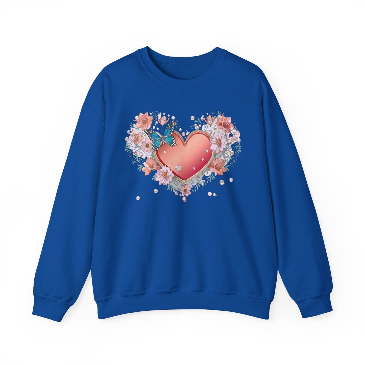 Unisex Floral Heart Sweatshirt With Love Graphic For Valentines Day Gift Cozy Winter Wear
