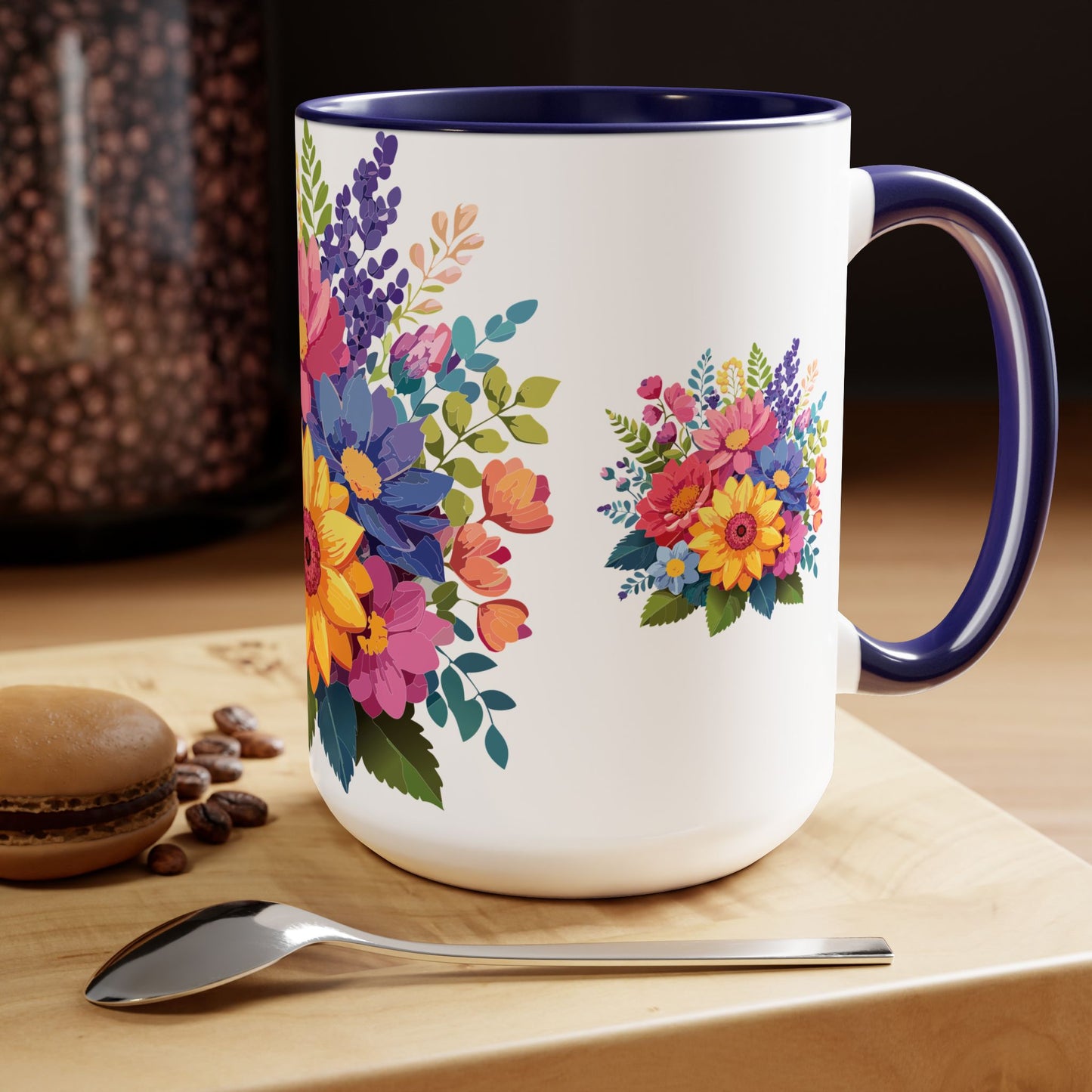 Two-Tone Coffee Mug with flowers