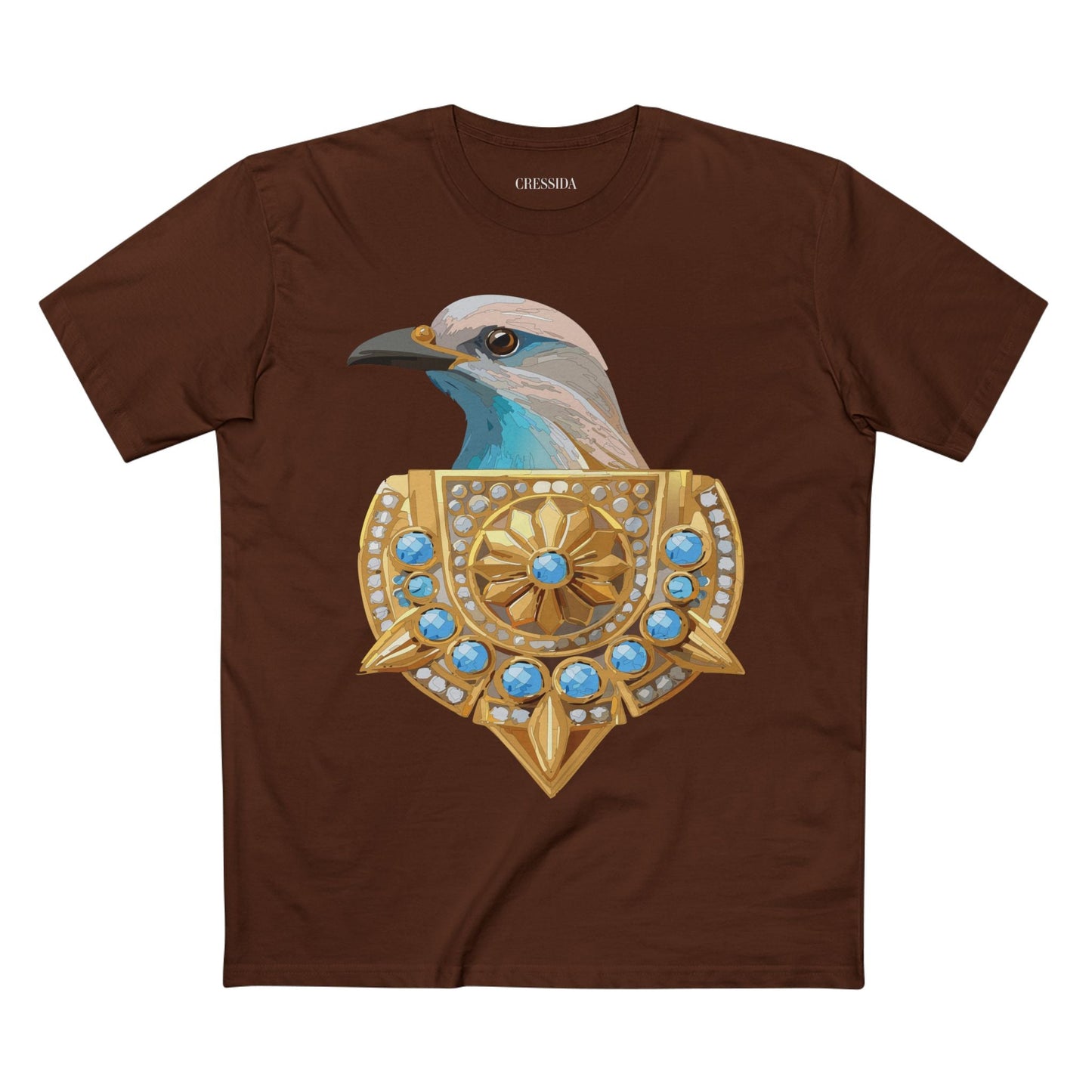 Bird Graphic Unisex 100 Cotton Tee With Unique Animal Golden Medallion Art Design 16