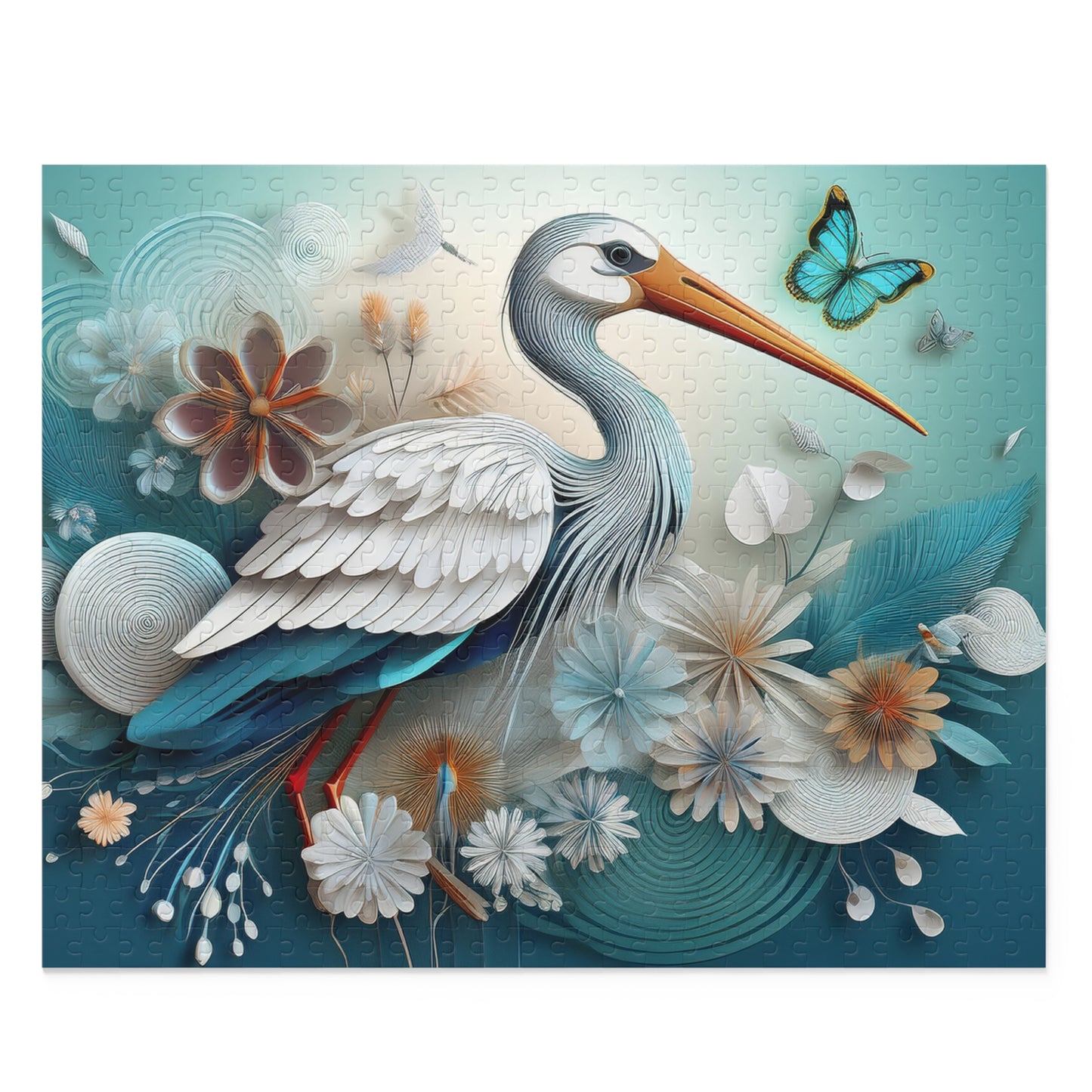 Puzzles-39 Kids Stork Puzzle 500-Piece | Floral Stork Puzzle 500-Piece, Birds Kids Puzzles Size: 16" x 20",  Ages 9+
