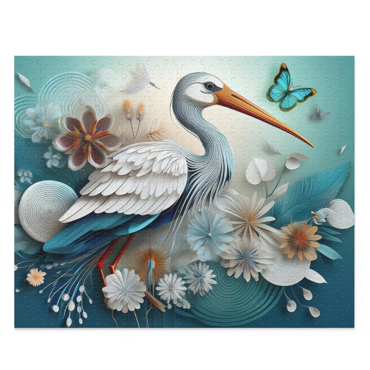 Puzzles-39 Kids Stork Puzzle 500-Piece | Floral Stork Puzzle 500-Piece, Birds Kids Puzzles Size: 16" x 20",  Ages 9+