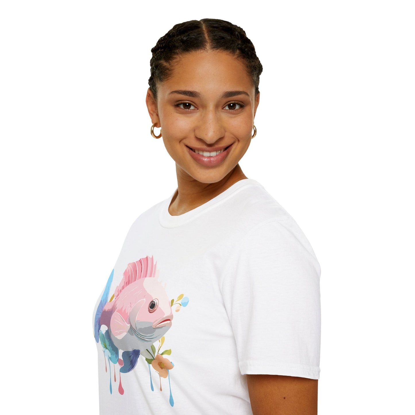 Fish Art Design Shirt Unisex Graphic Tee With Fish Illustration Gildan Softstyle 64000