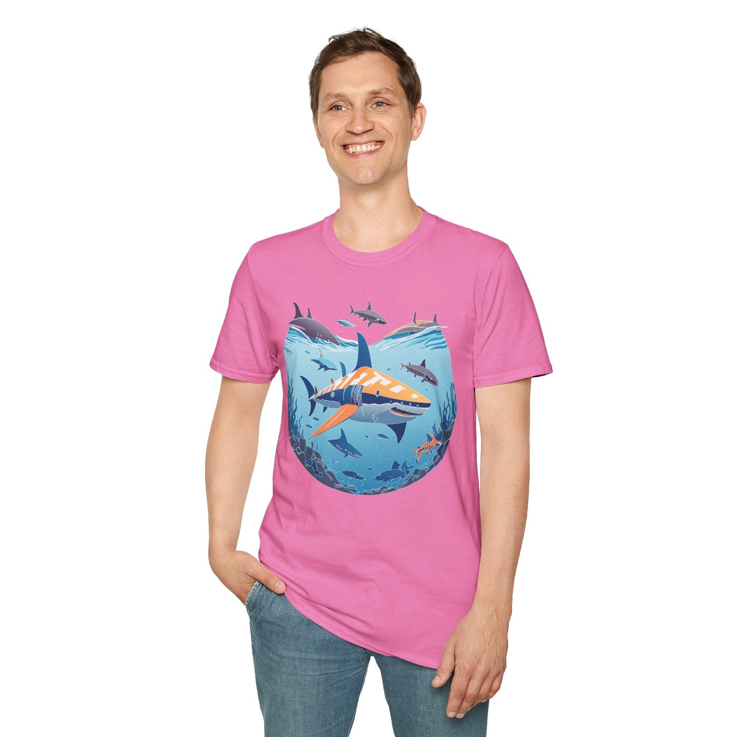 Ocean Tee Shirt Unisex Softstyle Gildan 64000 100 Percent Ring Spun Cotton Breathable U Boat Design