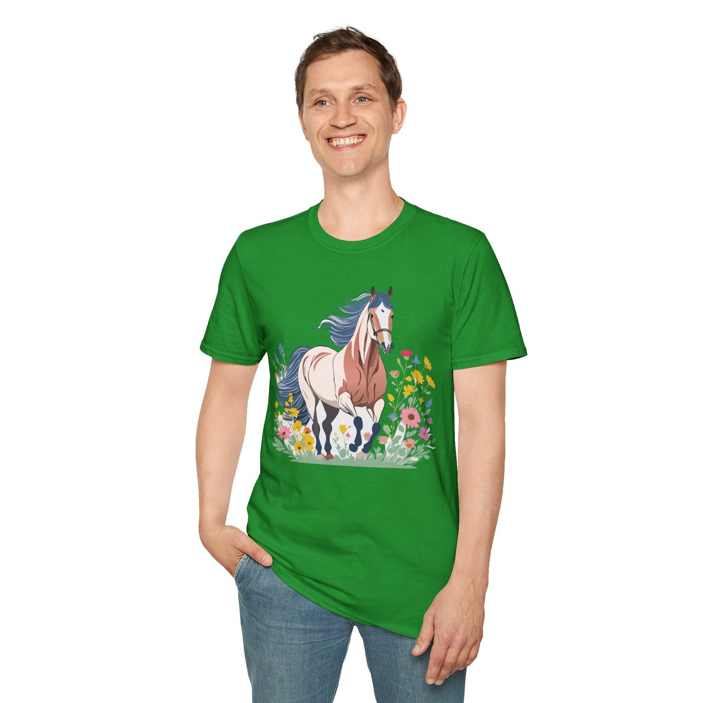 Unisex Horse Tee Softstyle Cotton Shirt With Animals Design Graphic