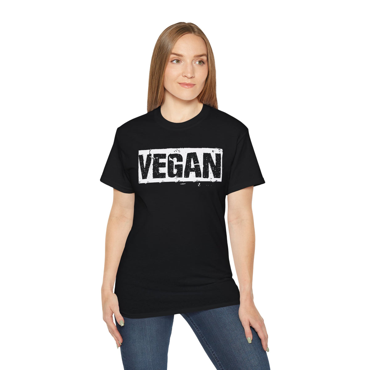 Vegan Block Stamp Tee | Bold Text Graphic T-Shirt