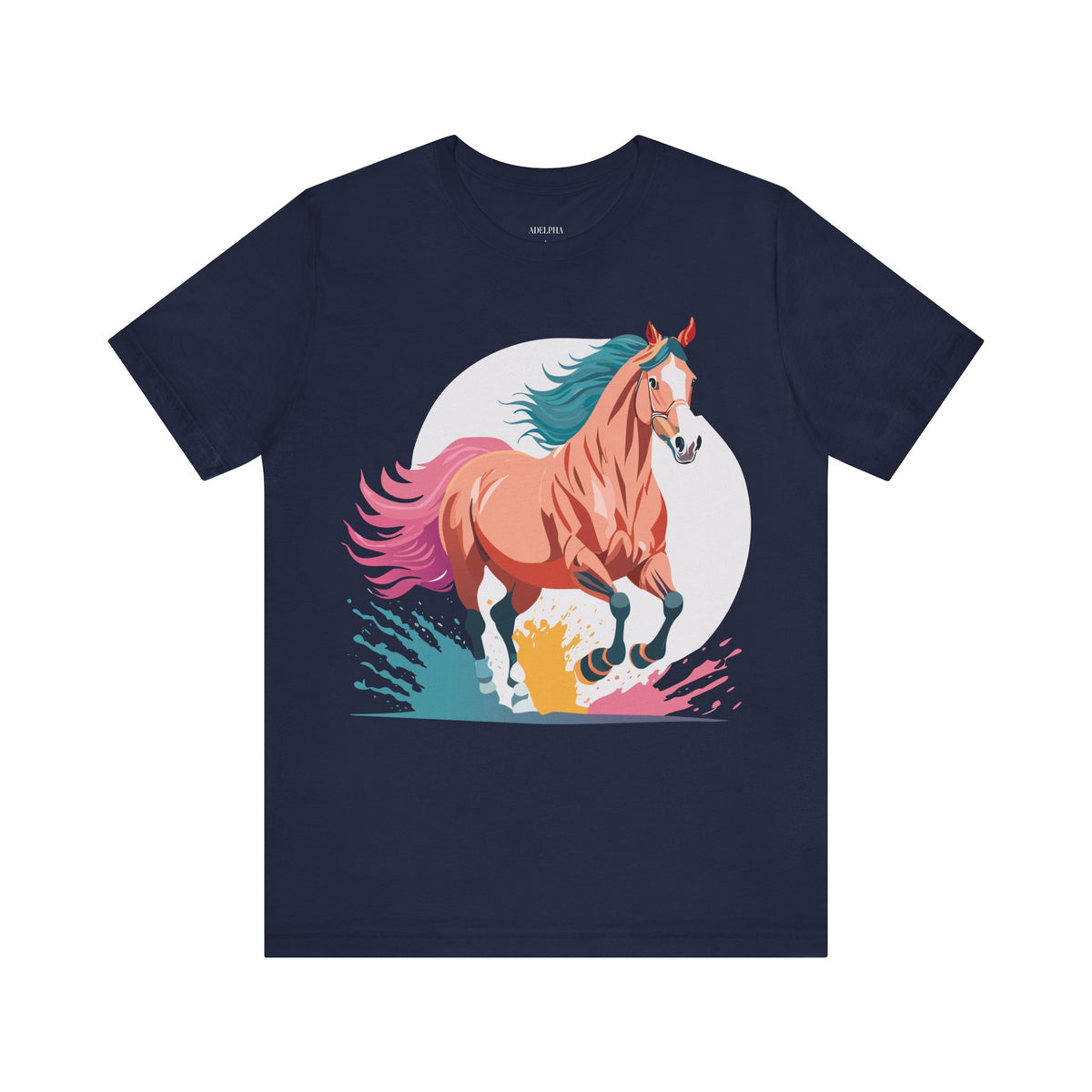 Horse Graphic Unisex Cotton Bella+Canvas Tee with Art Animal Design e24