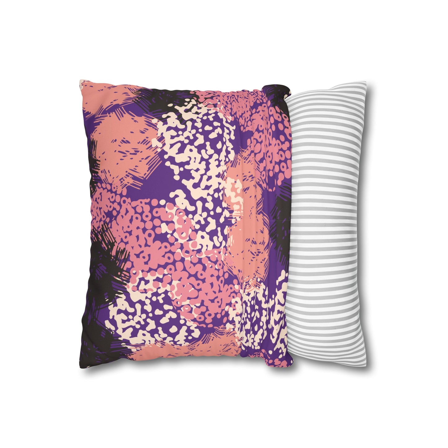 Faux Suede Pillowcase with Abstract print