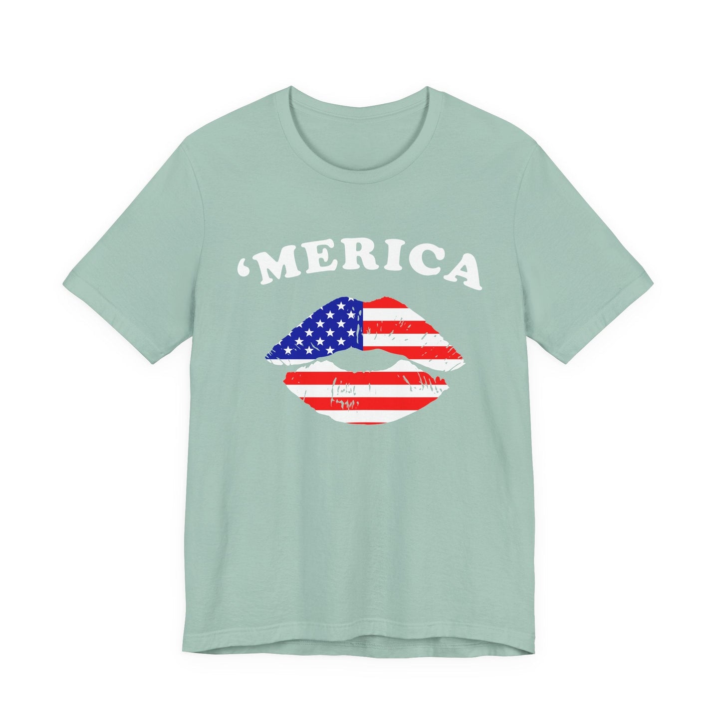 American Flag Lip Graphic Unisex Cotton T-Shirt a9