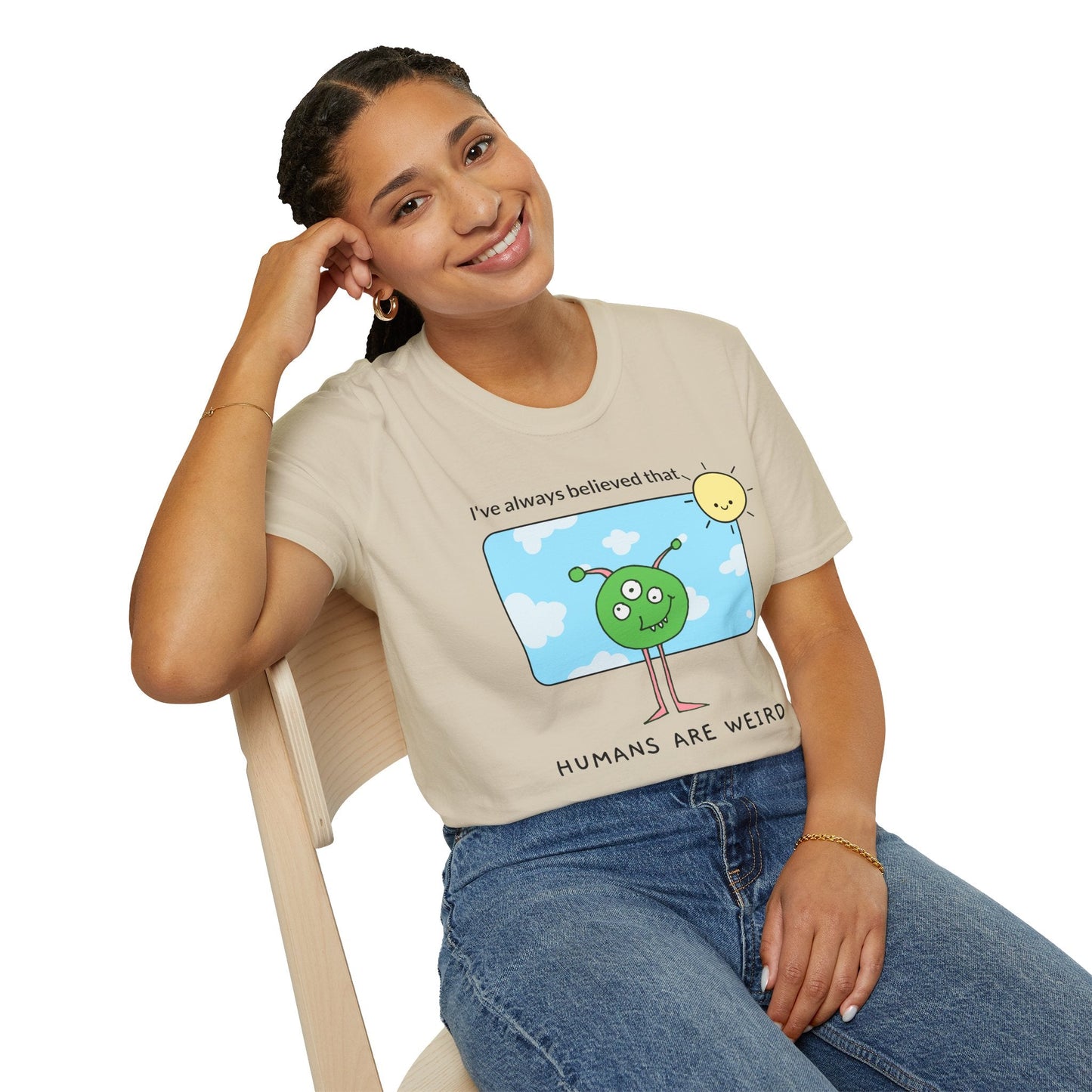 Alien Cartoon Humans Are Weird TShirt