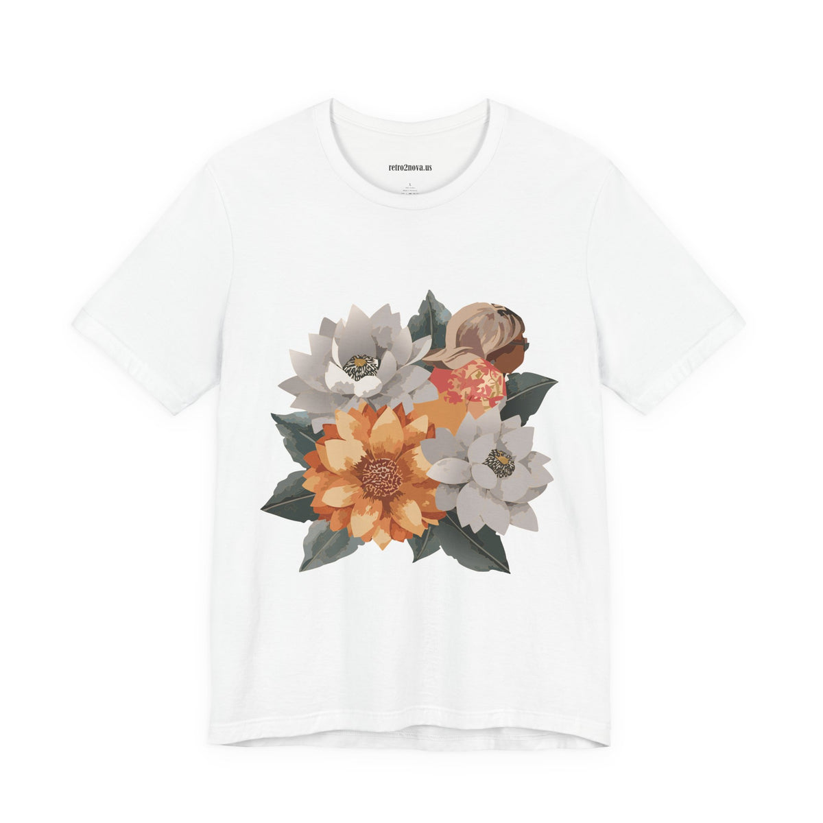 Floral Graphic Unisex Cotton Bella+Canvas Tee with Flowers Design ab102