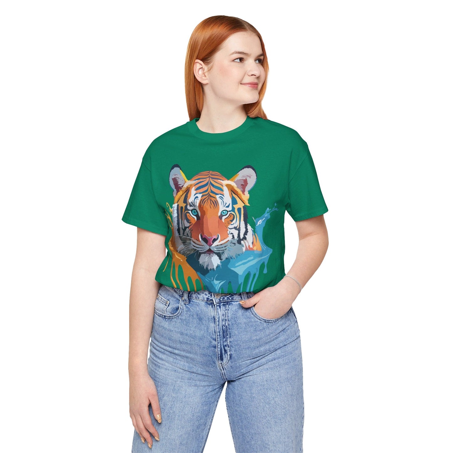 Tiger Graphic Tee Unisex Short Sleeve Shirt Featuring Vintage Inspired Artwork By Adelpha