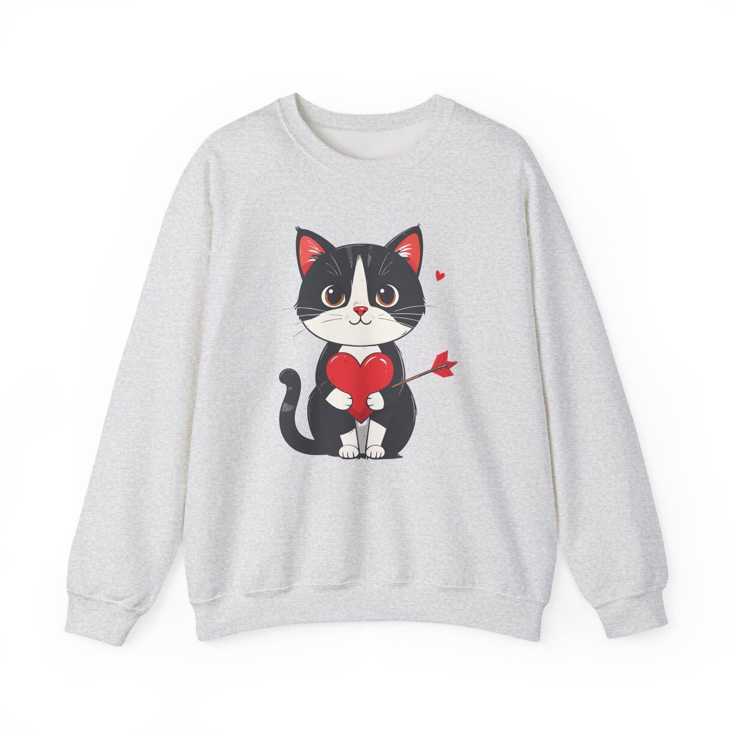 Cat Heart Sweatshirt, Heart Sweatshirt, Cat Sweatshirt, Valentine's Day Sweatshirt, 50/50 Cotton-Poly Animal Sweatshirt 103