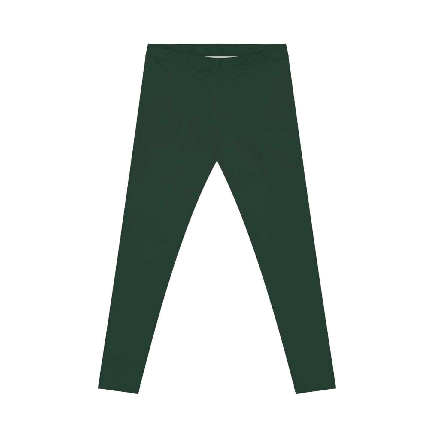Evergreen Green Color Women's Poly-Span Casual Leggings XS-2XL