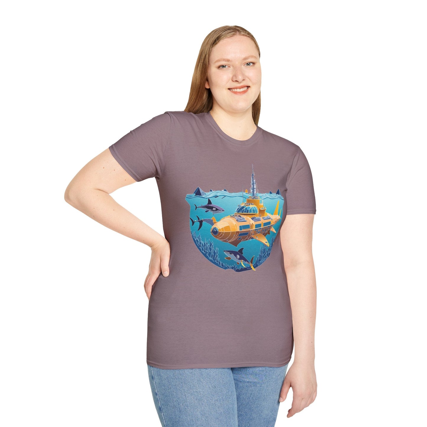 Ocean Tee Shirt Unisex Gildan Softstyle 64000 Ocean Theme Tee With U Boat Design
