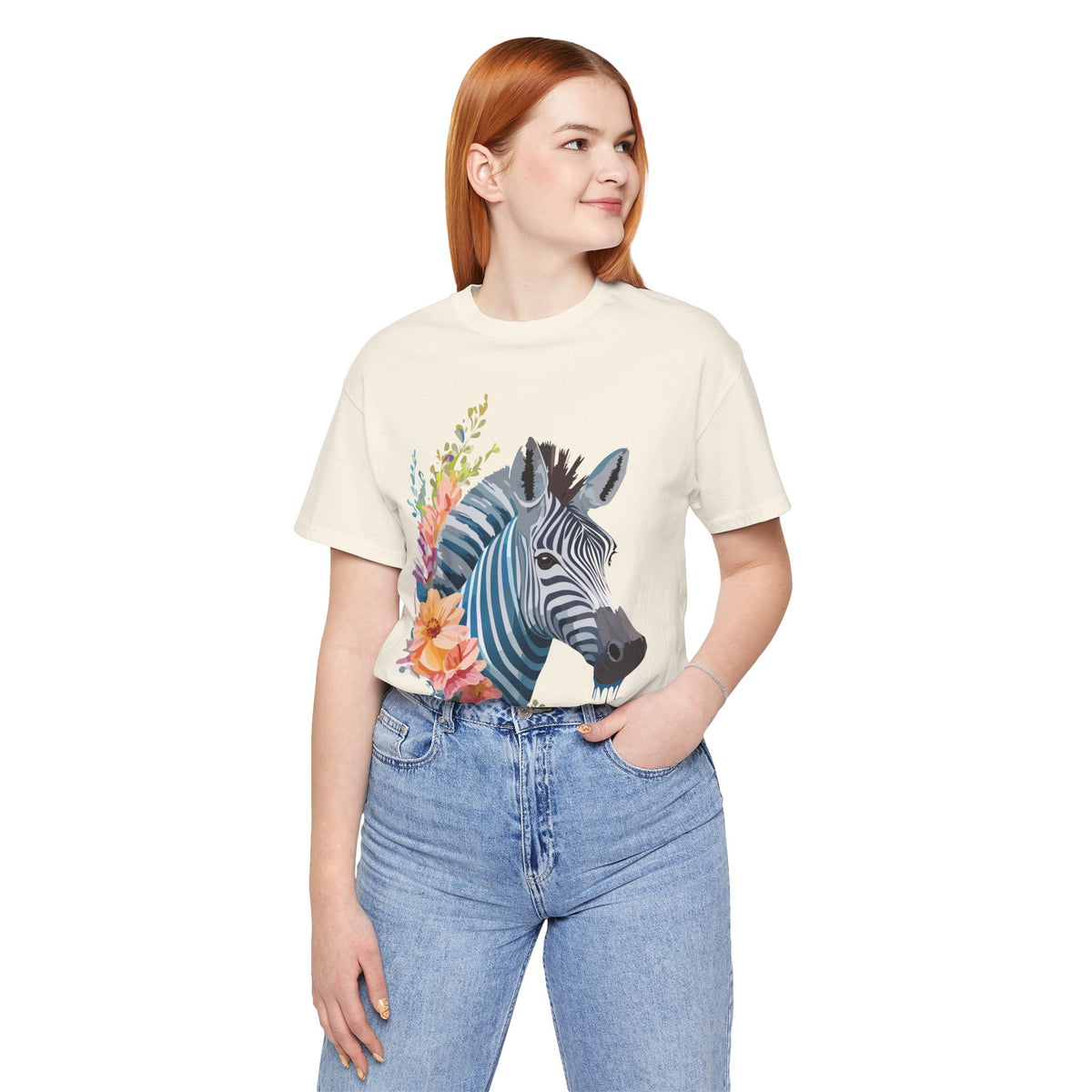 Zebra Graphic Unisex Cotton Bella+Canvas Tee with Art Animal Design e79
