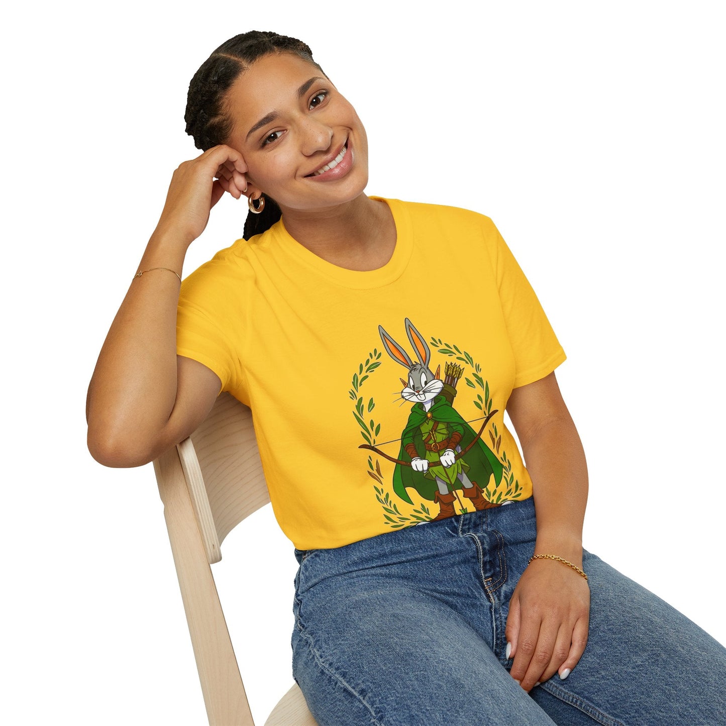 Bugs Bunny T Shirt Cartoon Art Tee Unisex Gildan Softstyle 64000 100 Percent Ring Spun Cotton