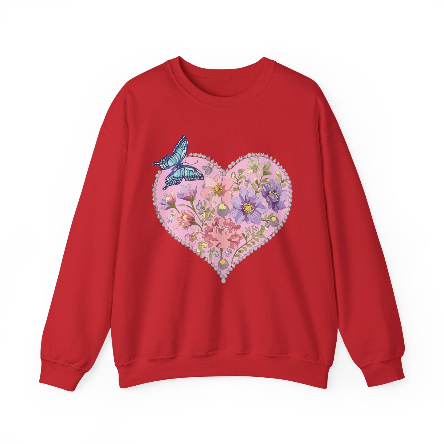Floral Heart Sweatshirt Valentines Day Unisex Crewneck Cozy Comfort For Cold Weather