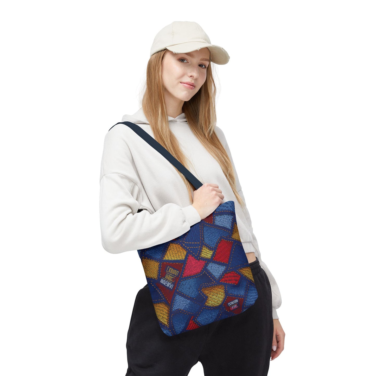 Denim Fabric Imitation Print Unisex Canvas Bag Poly Spun 3 Sizes Tote Bag 140