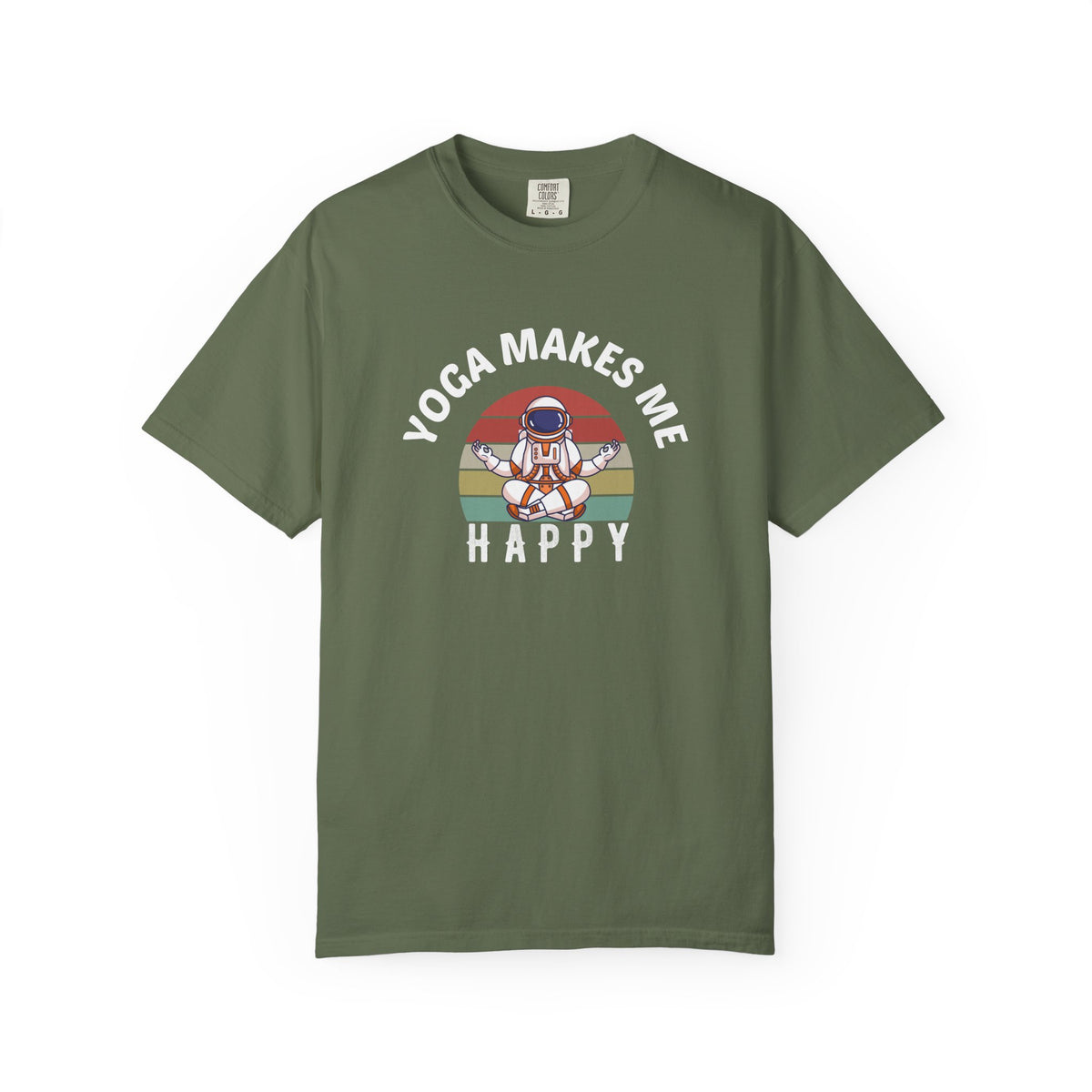 Yoga Makes Me Happy Retro Astronaut Unisex Comfort Colors Garment-Dyed Heavyweight 100 Cotton Art Design T-Shirt w189