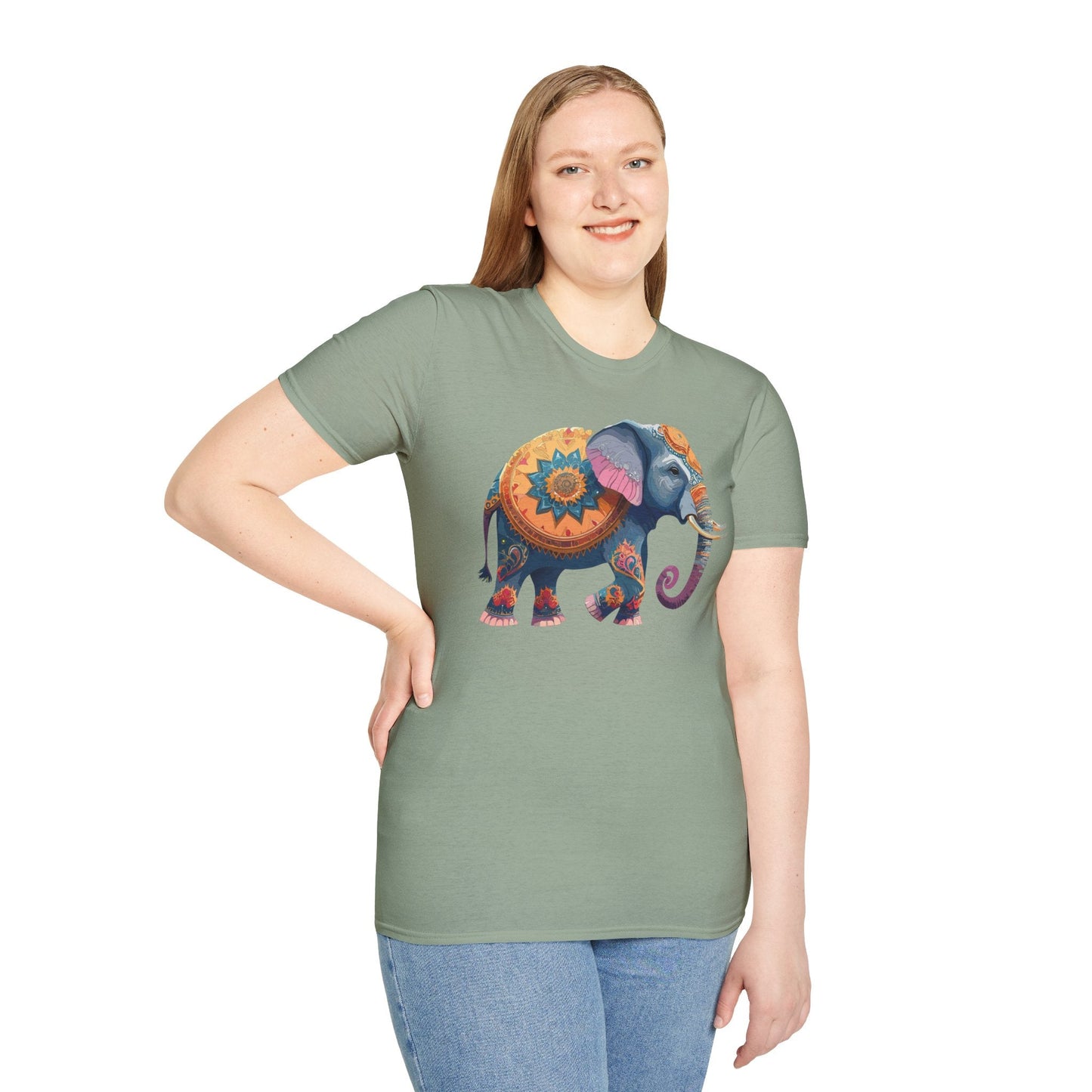 Elephant T Shirt Unisex Gildan Softstyle Tee 100 Percent Ring Spun Cotton Animal Shirt