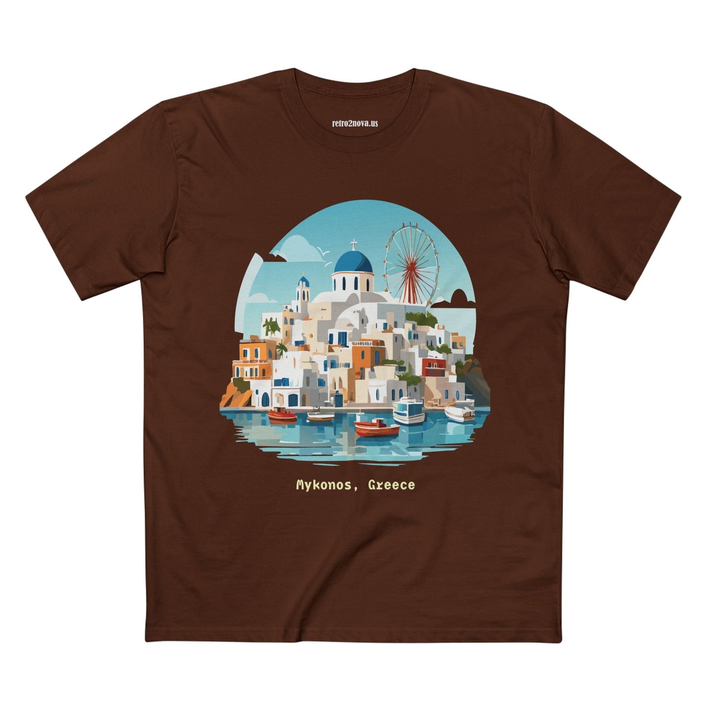 Unisex Greece Travel Shirt With Original Art Design Premium Cotton Tee Retro2Nova
