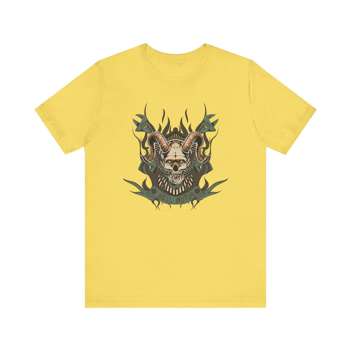 Ram Skull with Horns Tee Gothic Skull Shirt, Dark Tribal Design Unisex Cotton Art-49