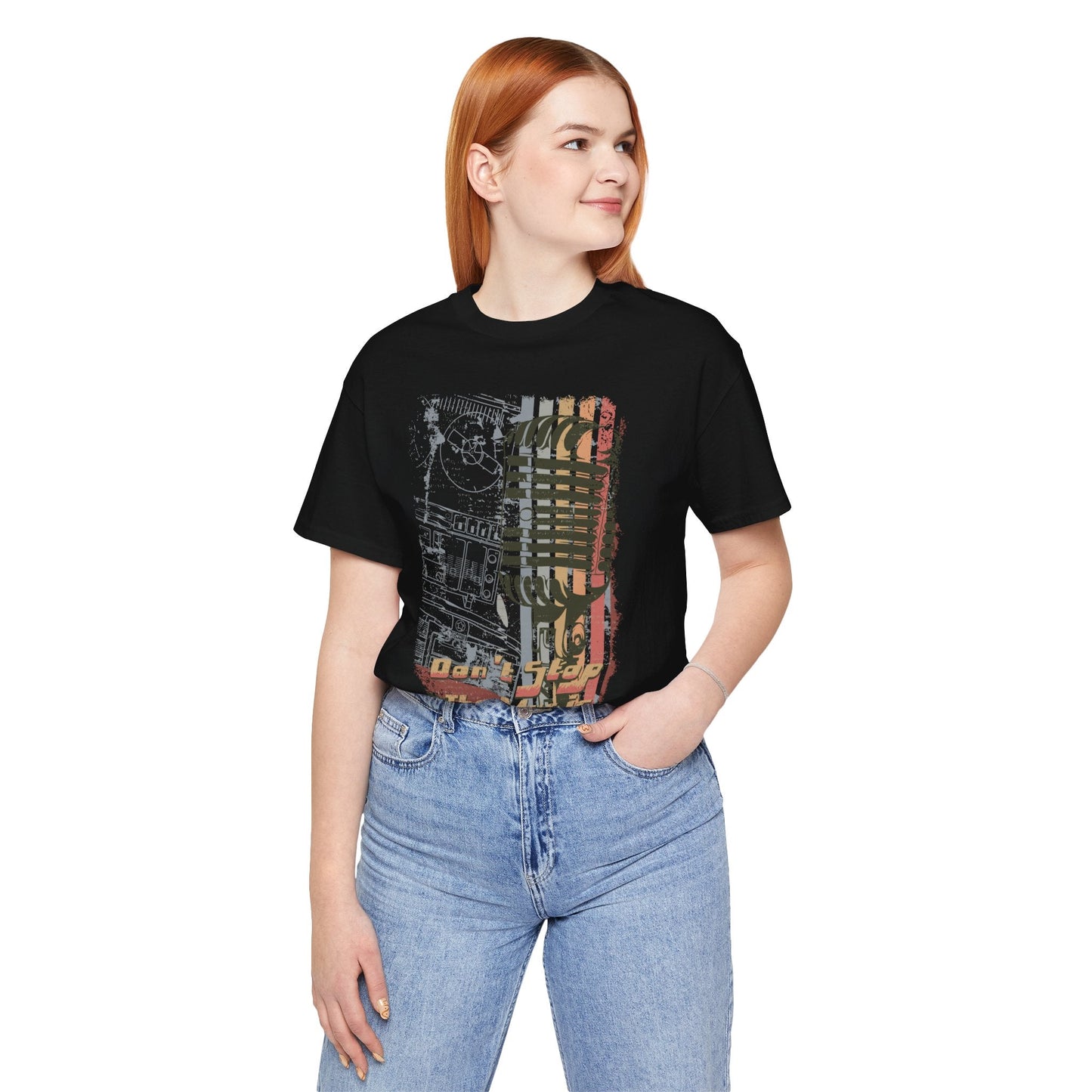 Retro Microphone Graphic Unisex Cotton T-Shirt r9
