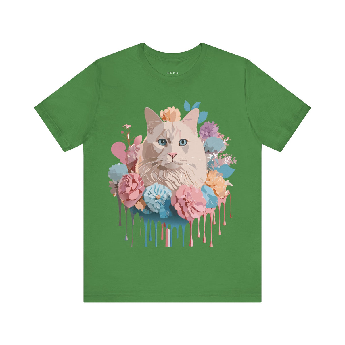 Cat Graphic Unisex Cotton Bella+Canvas Tee with Art Animal Design d02